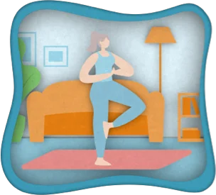 a cartoon woman doing yoga