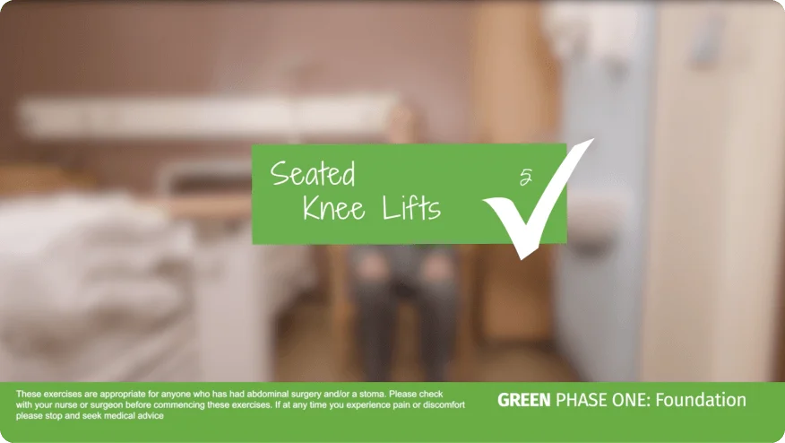 A video thumbnail of 'Green Phase One - Seated Knee Lifts'