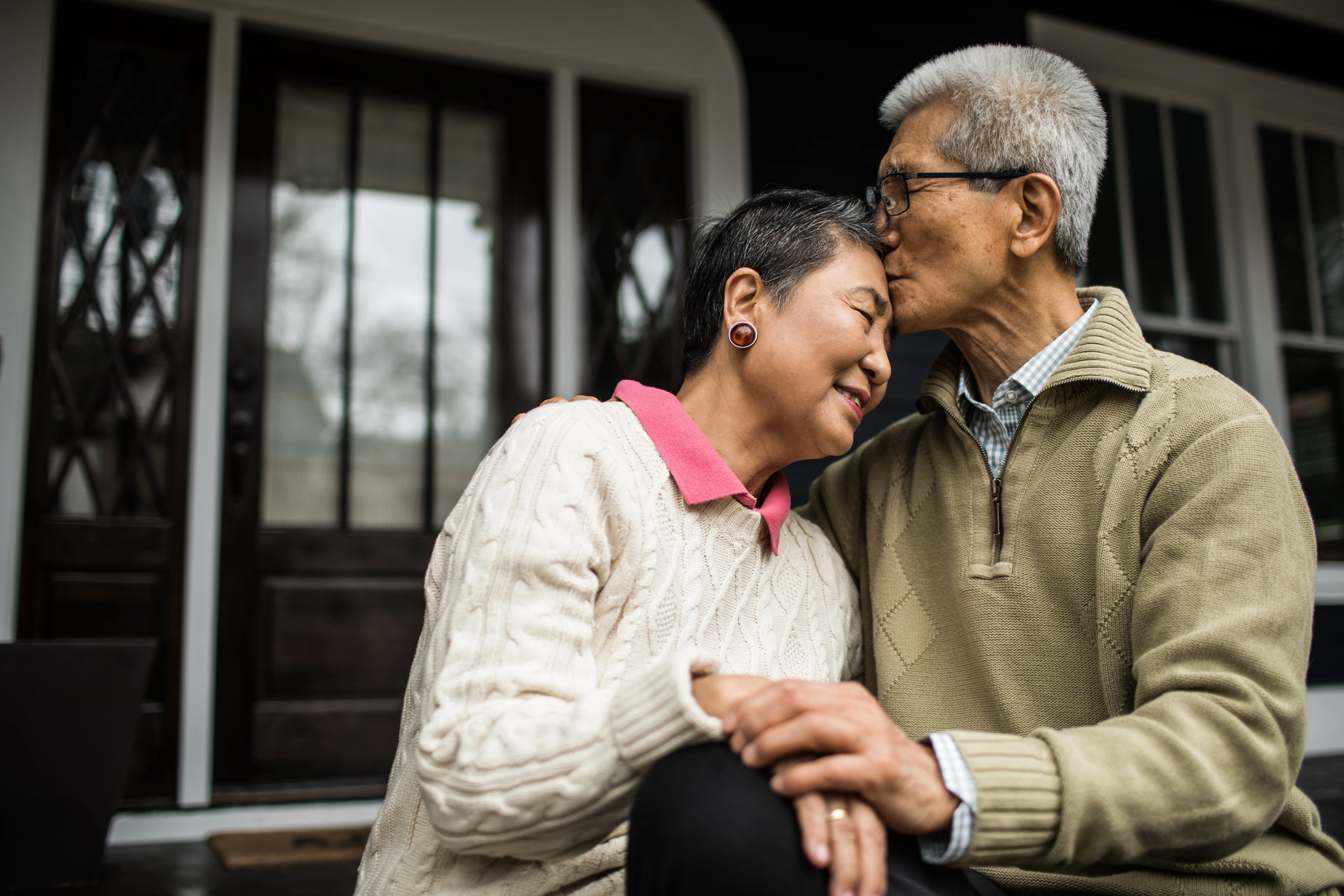 a man and a woman embracing