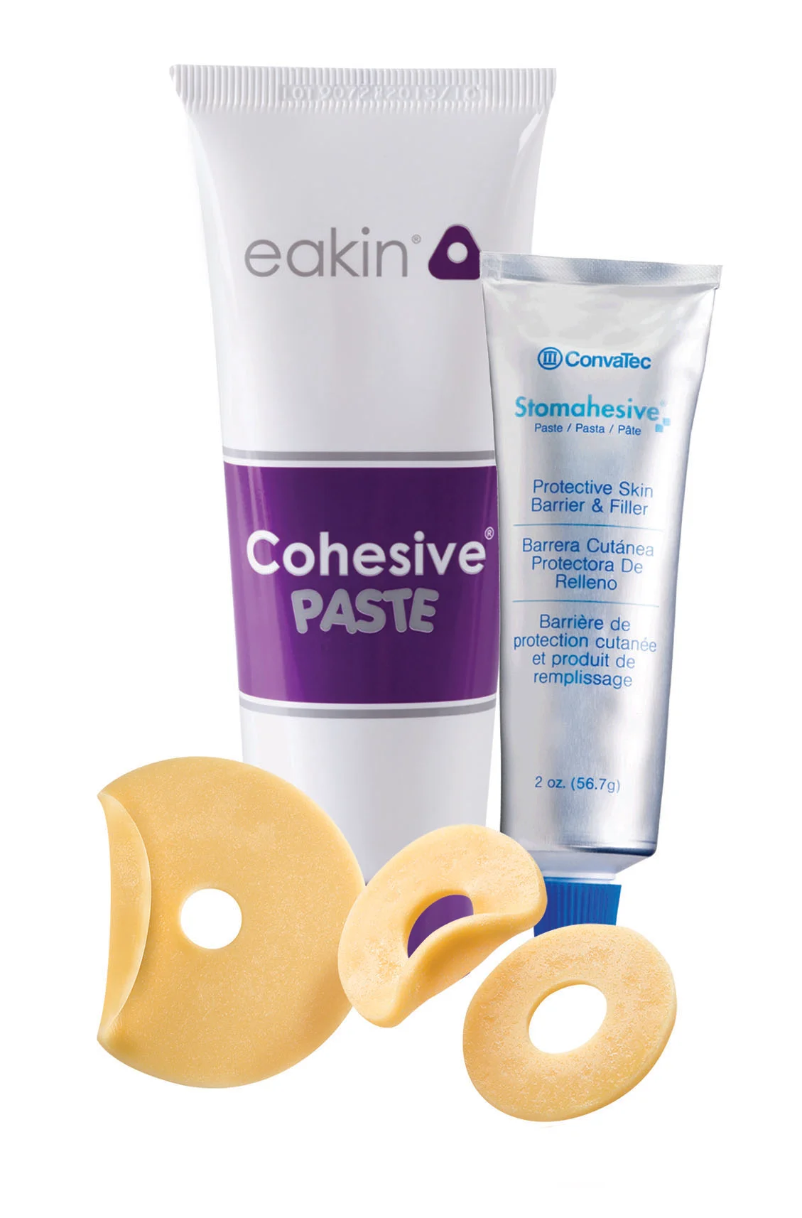 a group of different colored hair products