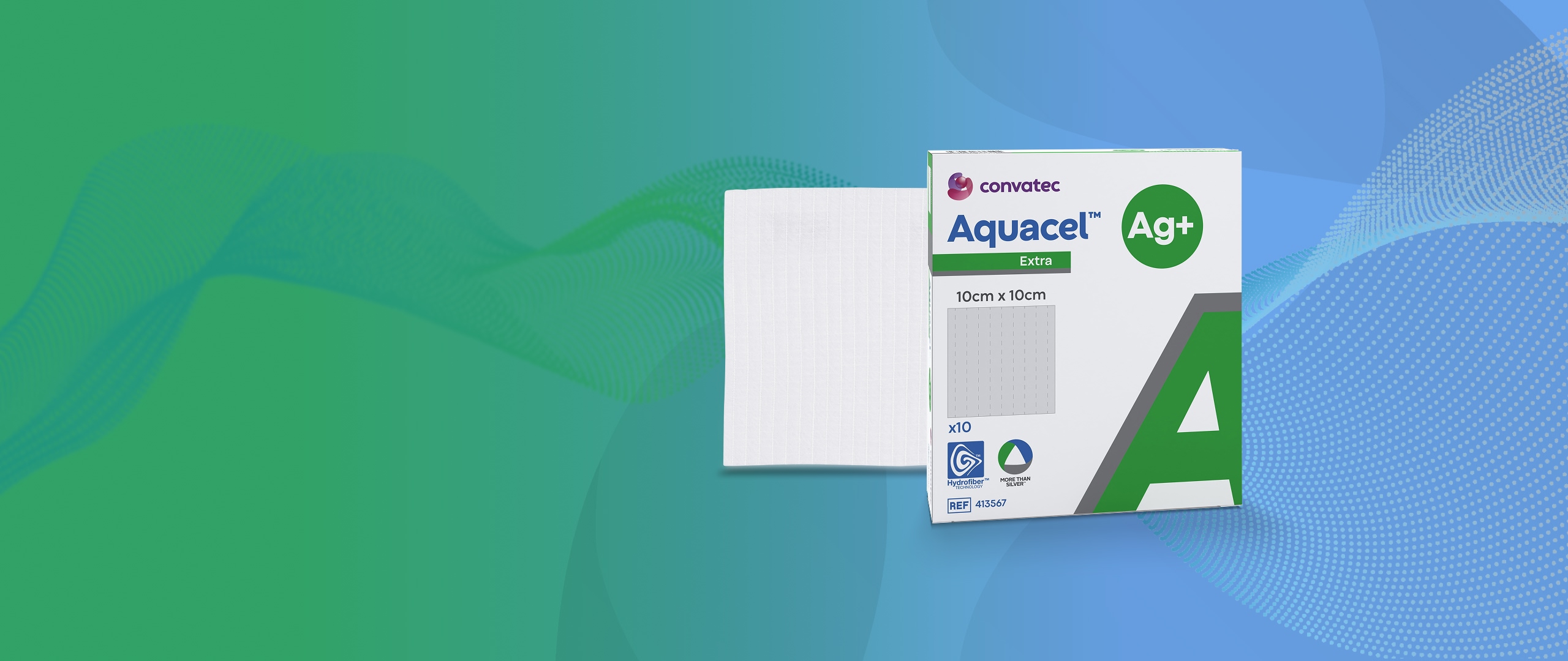 an image of aquacel ag+ extra on a green and blue background